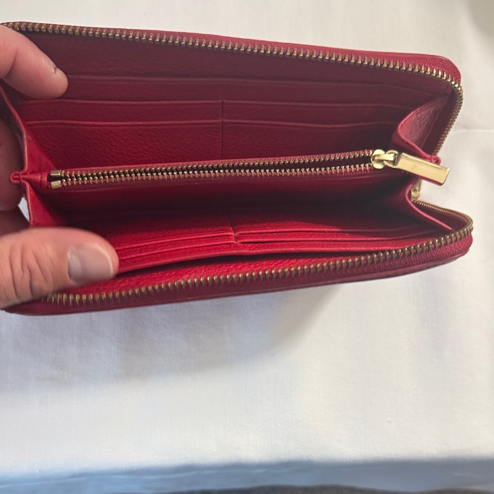 Tory Burch Cherry Red Leather Card Holder - Picture 3 of 8